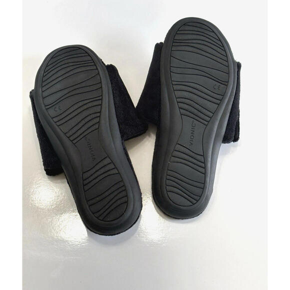 Vionic Dream Cozy Women's 8 Black Faux Fur Slide Slippers Adjustable Comfy Flats - Picture 8 of 16